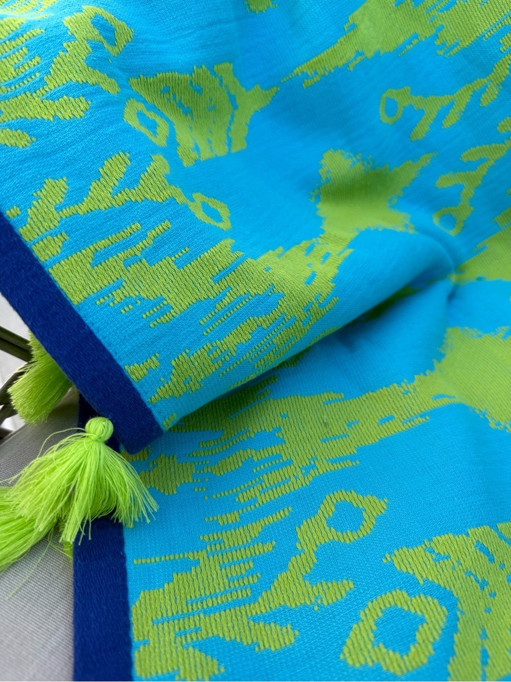 NWT John Robshaw Twl Peacock Turkish Cotton SET OF TWO Beach Towels Tassel Hem - Picture 4 of 8